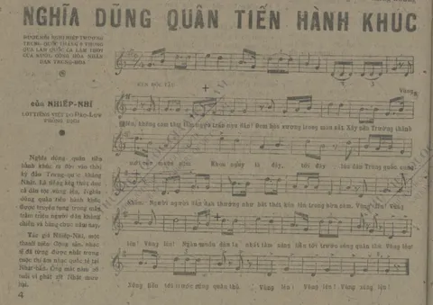 Nghĩa dũng quân tiến hành khúc - Quốc ca Trung Quốc, do Đào Lưu soạn lời Việt